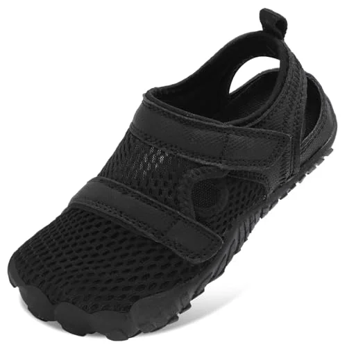 Besroad Kids Sandals Boys Girls Wide Sandals Kid Water Sandal Shoes Lightweight Barefoot Summer Beach Shoes for Indoor Outdoor Non-Slip Pool Slides Black 4 Big Kid