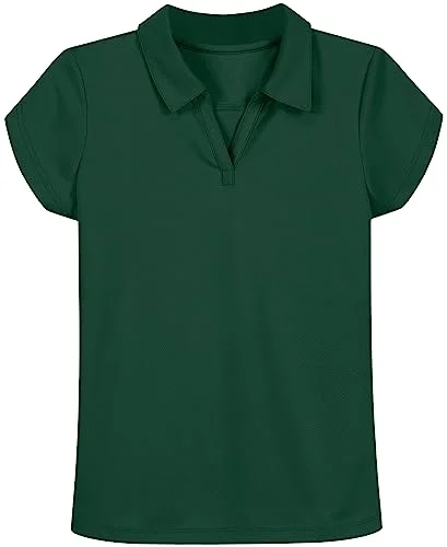 Nautica Girls' School Uniform Short Sleeve Performance Polo, Forest Green, X-Large (16.5/18.5) Plus