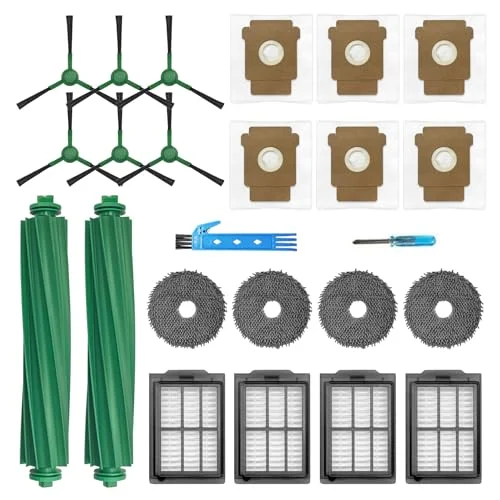 Theresa Hay Replacement Parts for iRobot Roomba Plus 405 Combo & 505 Combo Robot Vacuum Cleaner Accessories Kit 22 Packs 2 Main Brushes, 4 Filters, 6 Side Brushes, 4 Mop Cloths, 6 Bags