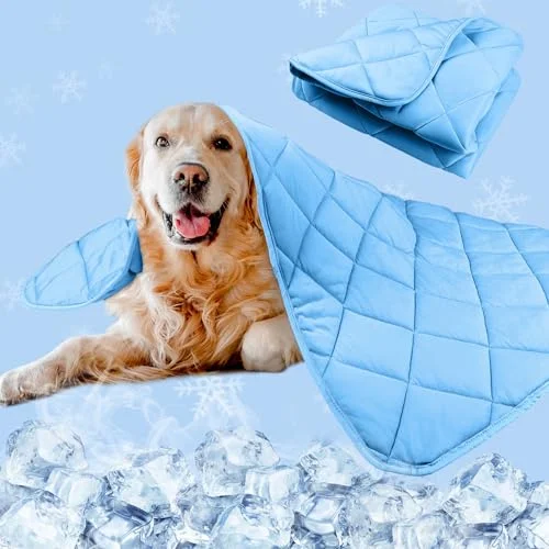 Pedobi Cooling Blanket for Dogs, Dog Cooling Mat & Bed, Q-MAX>0.42- Lightweight, Durable & Breathable Pet Throw for Sofa, Car and Furniture Protector, Reversible Design, Easy to Clean, 40"x60", Blue