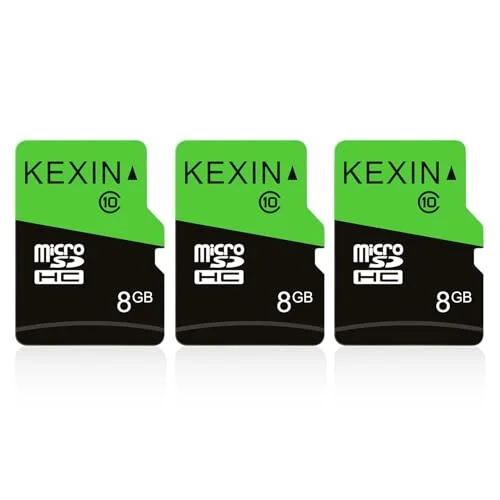 KEXIN 8GB Micro SD Card 3 Pack with SD Adapter microSDHC Memory Card UHS-I C10 U1 Micro SD Card Full HD High Speed TF Card for Smartphone Tablet