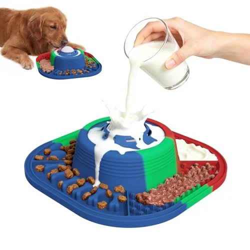 JOJDZD Dog Lick Bowl with Interactive Rolling Ball & Slow Feeder, Colorful