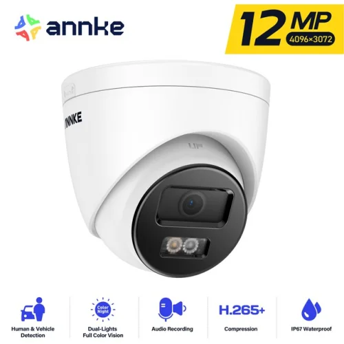 ANNKE 12MP Audio PoE Security IP Camera AI Detection Outdoor Color Night Vision