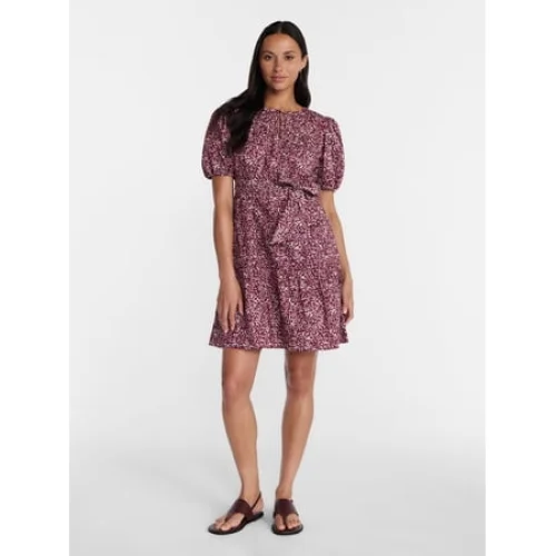 Time and Tru Women's Cotton Mini Dress with Puff Sleeves, Sizes XS-4X