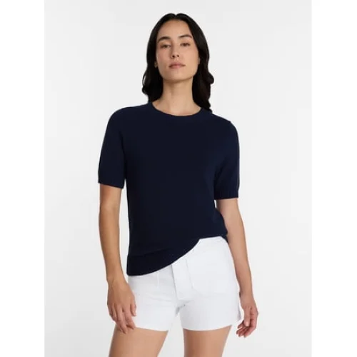 Time and Tru Women's Crewneck Sweater with Short Sleeves, Lightweight, Sizes XS-XXXL