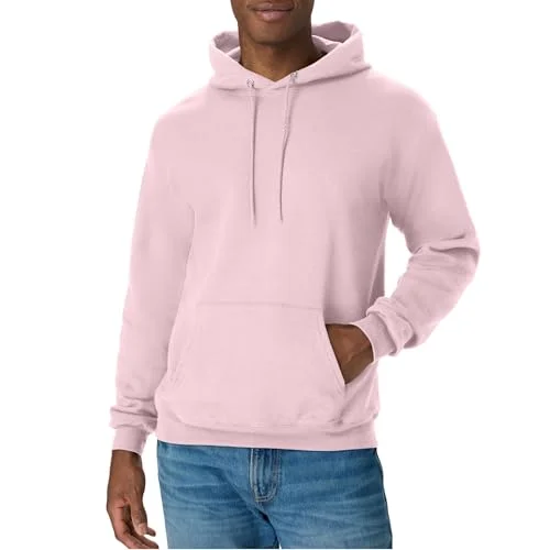 Hanes mens Pullover Ecosmart Hooded Sweatshirt Hoody, Pale Pink, Large US