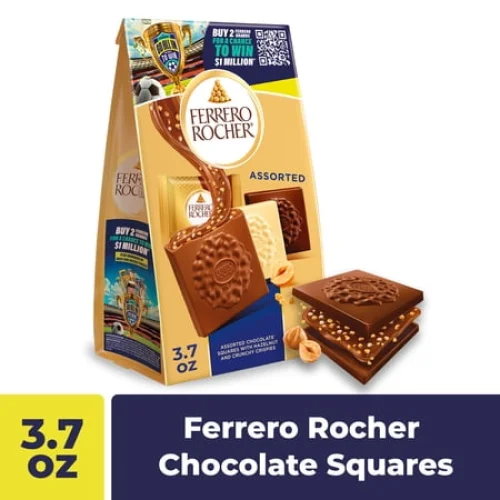 Ferrero Rocher Premium Assorted chocolate squares, Individually Wrapped Chocolates, Great for Sharing or Gifting, 3.7 oz