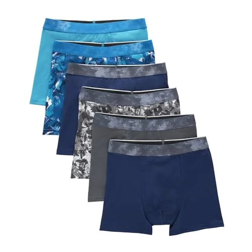 Hanes Boy's Moves Breathable Mesh Boxer Brief Underwear, X-Temp, Moisture-Wicking Boxer Briefs for Boys, 6-Pack