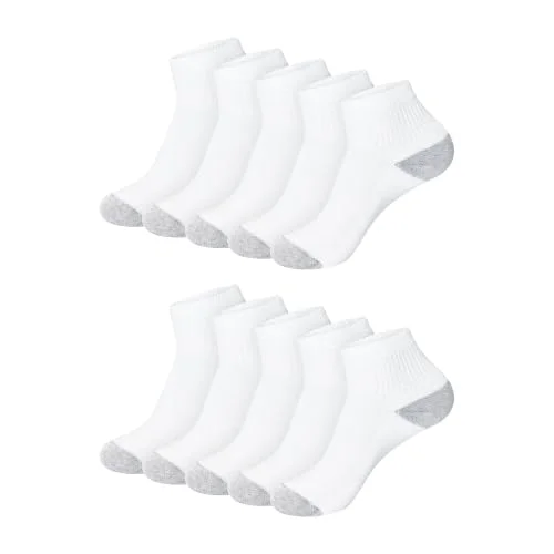 Hanes Womens Value, Ankle Soft Moisture-wicking Socks, Available In 10 And 14-packs Athletic-socks, White - 10 Pack, 5-9 US