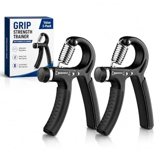 Grip Strength Trainer 2 Pack, Adjustable Hand Grip Strengthener 11-132 lbs, Hand Gripper Exerciser for Forearm, Wrist, Finger Strength Training, Non-Slip Grip Trainer for Athletes, Climbers, Musicians, Men & Women