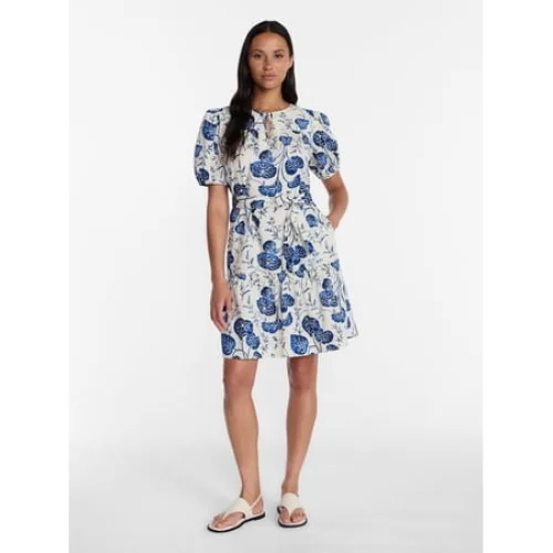 Time and Tru Women's Cotton Mini Dress with Puff Sleeves, Sizes XS-4X