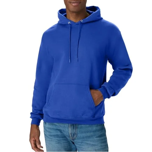 Hanes Men's Pullover EcoSmart Hooded Sweatshirt, Deep Royal, Small