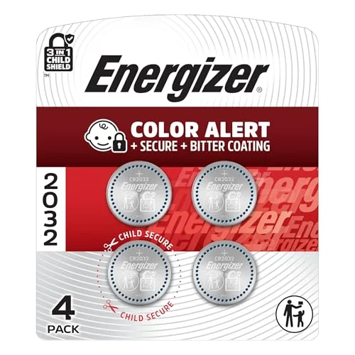 Energizer 2032 Batteries (4 Pack), 3V Lithium Coin Batteries