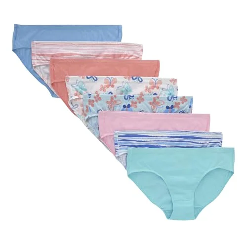 Hanes Girls Organic Underwear, Brief & Hipster, Toddler & Girl Sizes, Pure Comfort 100% Cotton Panties, 8-Pack