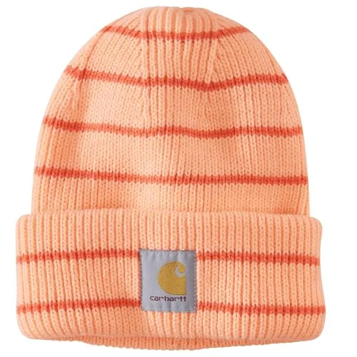Carhartt Women's Rib Knit Beanie, Rosewater Stripe, One Size