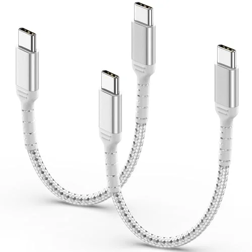 6 Inch USB C Cable for iPhone 16/15 Pro/Max, 2Pack 0.5FT USBC to USBC Cord Type C Fast Charging 60W for Samsung Galaxy S25, USB C Cable Short