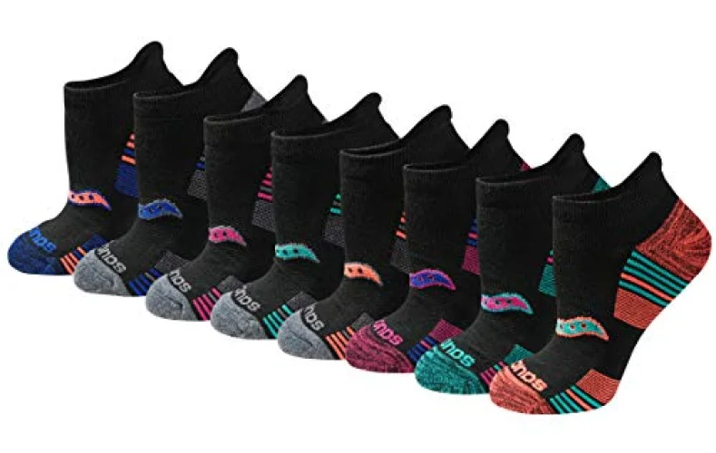 Saucony Women's 8/16 Pairs Performance Heel Tab Athletic Socks, Assorted Darks (8 Pairs), Medium
