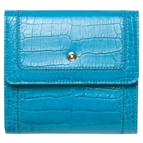 New Montblanc Boheme 6cc Turquoise Leather Flap Women's Wallet 109603