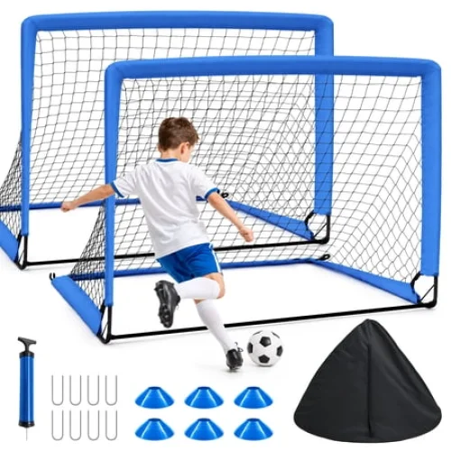 SaveJoy Soccer Goal for Kids, 2 pack 4'x3' Soccer Nets for Backyard, Portable Soccer Goal Training Equipment for Indoor or Outdoor Sports Games