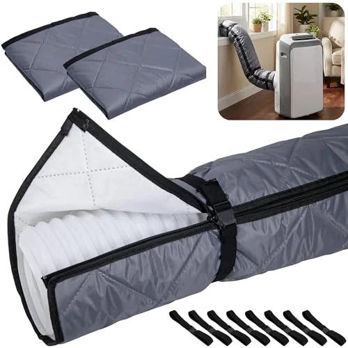 2 Set Zipper Air Conditioner Hose Cover,Quilting Hose Cover Wrap Insulation