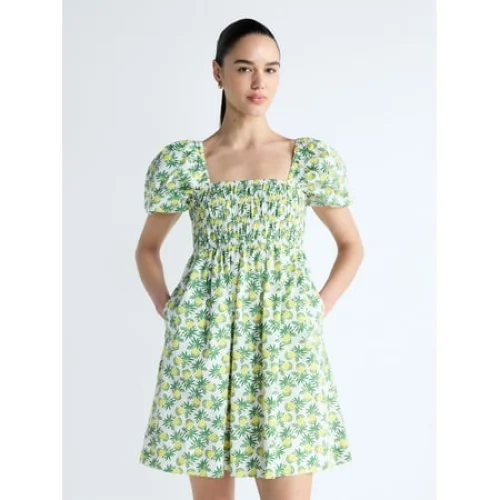 Free Assembly Women's and Women's Plus Puff Sleeve Peasant Mini Dress, Sizes XS to 4X