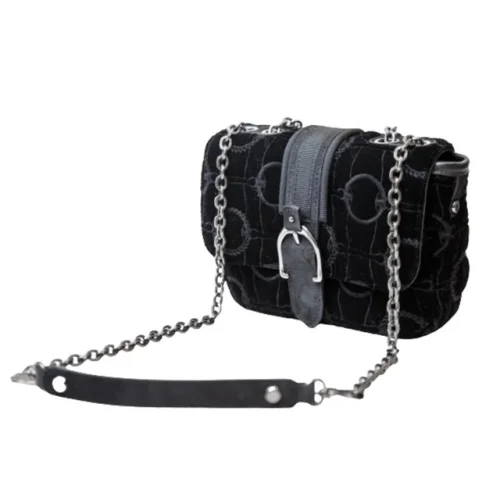 New Longchamp Amazone Black Velour Women's Crossbody Bag 10022674001