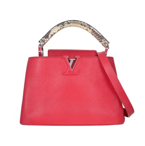 Louis Vuitton Taurillon with Python Handle Capucines BB Red