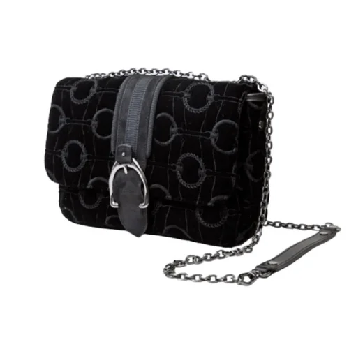 New Longchamp Amazone Black Velour Women's Crossbody Bag L1357674001