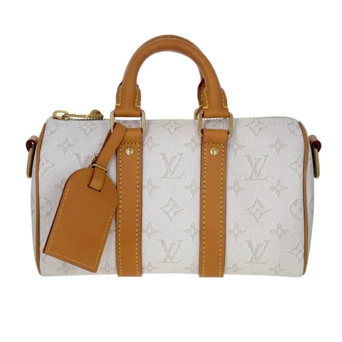 Louis Vuitton Monogram Vachetta Heritage Keepall Bandouliere 25 White