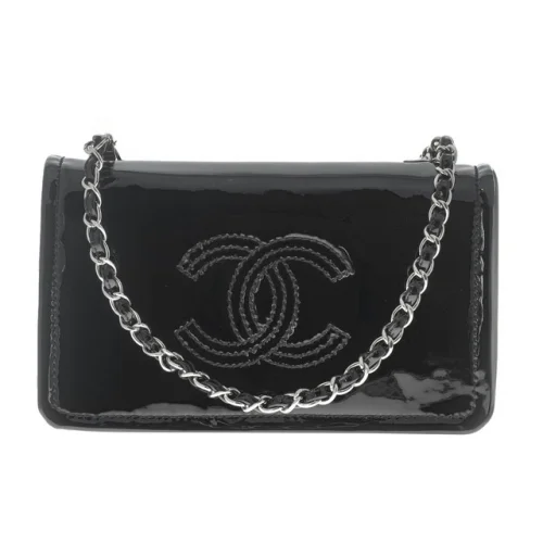 Chanel Patent Vinyl Lipstick Flap Crossbody Mini Black