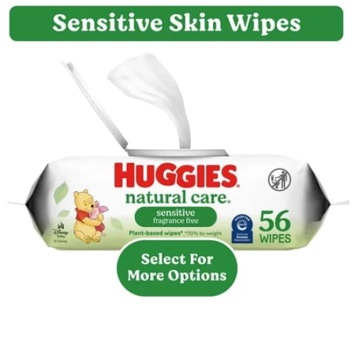 Huggies Natural Care Sensitive Baby Wipes, Unscented, 1 Flip-Top Pack, 56 Total Count (Select for More)