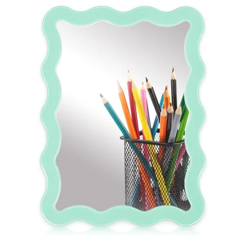 Locker Accessories for Girls with Magnetic Locker Accessories Mirror 5.31" x 7" Cyan Locker Decoration for School Locker Back to School Essential Locker Shelf for School Locker