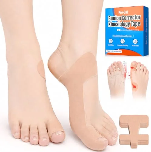 Bunion Corrector Kinesiology Tape for Women & Men, Precut Bunion Tape Corrector for Hallux Valgus Pain Relief, Waterproof Hypoallergenic Original Cotton Latex Free Tape for Big Toe Straightener, 20PCS