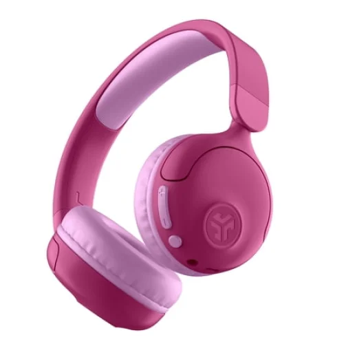 JLab JBuddies Pop Wireless Kids Headphones, 2 in 1 Wireless + Wired, Volume Safe, Pink