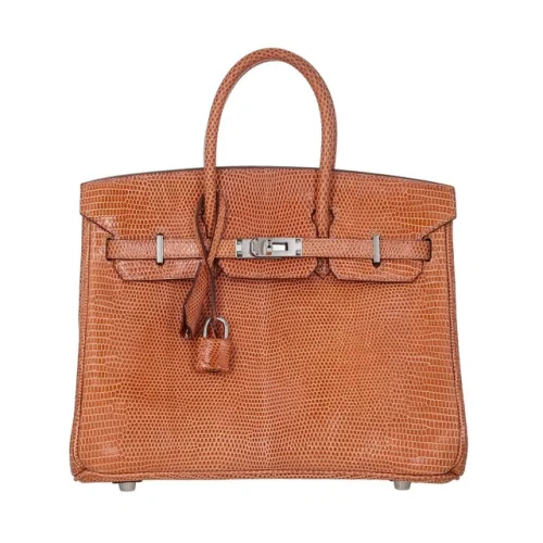 Hermes Shiny Exotic Leather Birkin 25 Rose Tea