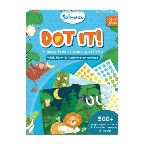 Skillmatics Dot It Sticker Art - Animals, Mess-Free Fun for Kids, 500+ Stickers, Craft Kits, DIY Scrapbooking Activity, Travel Toys, Gifts for Boys & Girls Ages 3, 4, 5, 6, 7