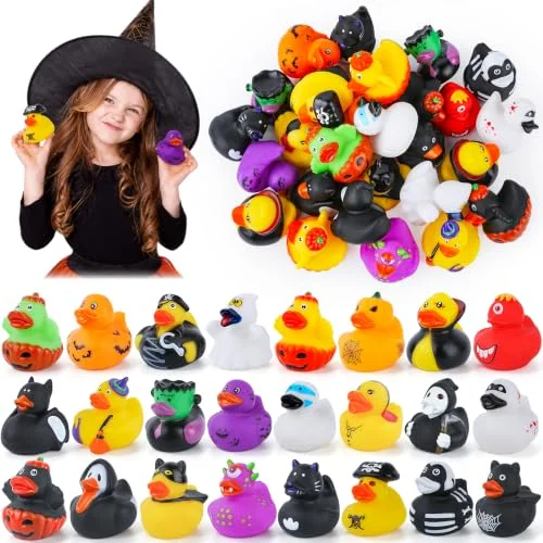 24 Halloween Rubber Ducks, Assorted Styles Party Favors Goodie Bag Fillers