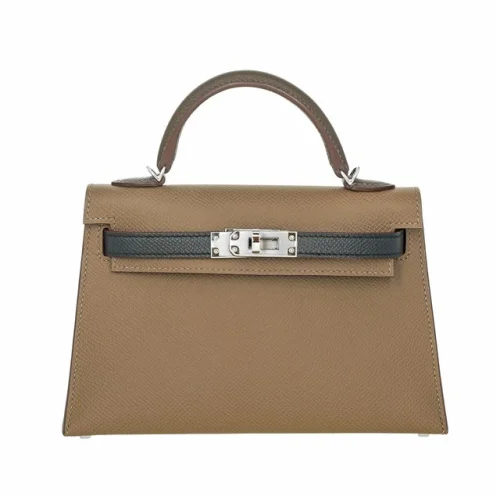 Hermes Tricolor Epsom Mini Kelly II Etoupe/Noir/Ecorce