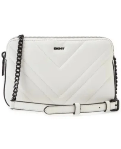 New DKNY Vivian Zip Cross White Leather Women's Crossbody Bag R13EBG29GI7