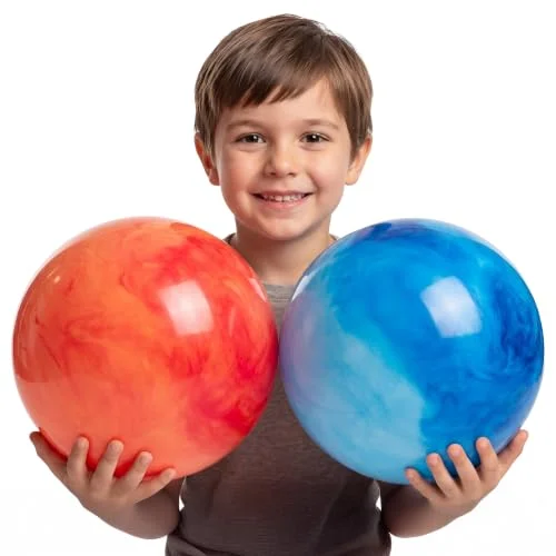 8.5-Inch Playground Balls for Kids (2-Pack) with Hand Pump, Marbleized