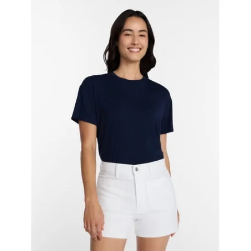 Time and Tru Women's Tunic Tee with Short Sleeves, Sizes XS-XXXL