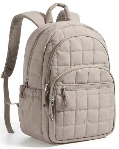 BAGSMART Travel Backpack for Women, 15.6" College Laptop Backpack, Camel