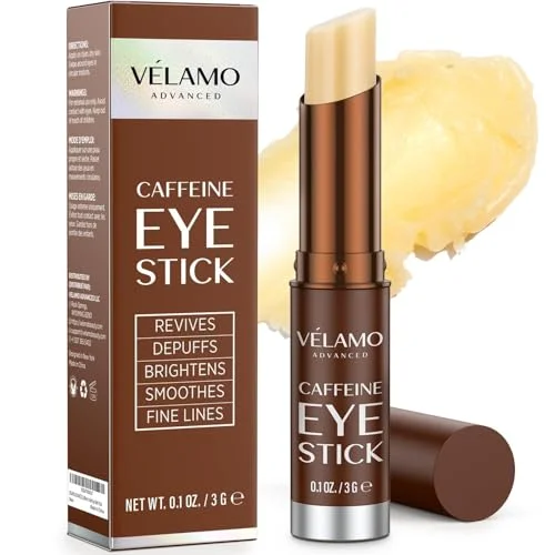 VELAMO ADVANCED Caffeine Eye Stick: Energizing & Hydrating Under Eye Balm for Dark Circles & Puffiness - Travel Essentials, Portable & Perfect for On-the-go Use, 0.1 OZ/3g