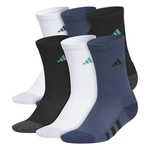 adidas Kids Cushioned Crew Socks for Boys & Girls (6 Pairs) Durable & Comfortable