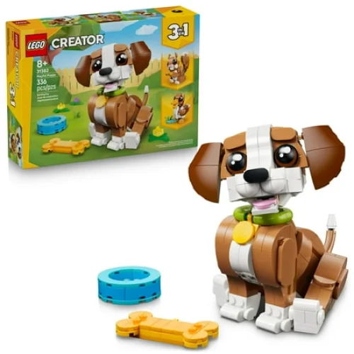 LEGO Creator 3 in 1 Cute Animals: Playful Puppy Building Toy for Girls & Boys, Ages 8+ - Birthday Gift for Kids - 3 Building Options, Dog, Squirrel, or Duck - 31382
