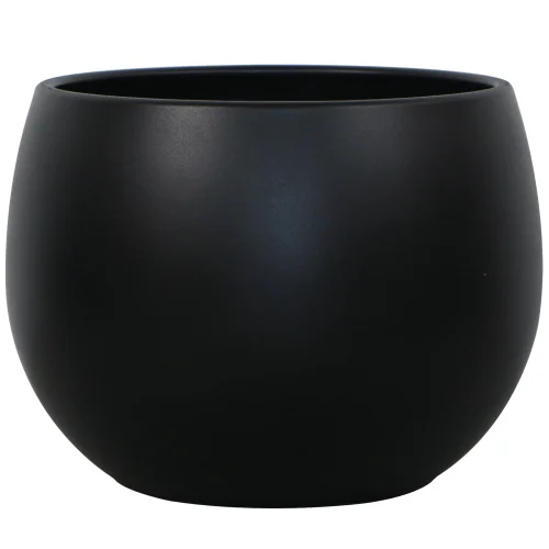 Mainstays Jordan Medium Round Resin Planter, Rich Black, 8 in x 8 in x 6 in