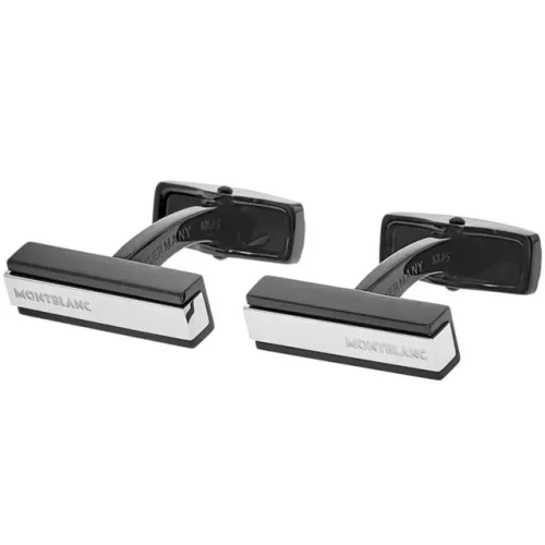 New Montblanc Iconic Engraved Black PVD Stainless Steel Men's Cufflinks 109778