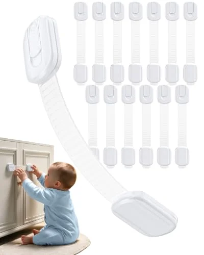 Niunuerga Cabinet Locks Baby Proofing - 14 Pack Child Safety Latches White