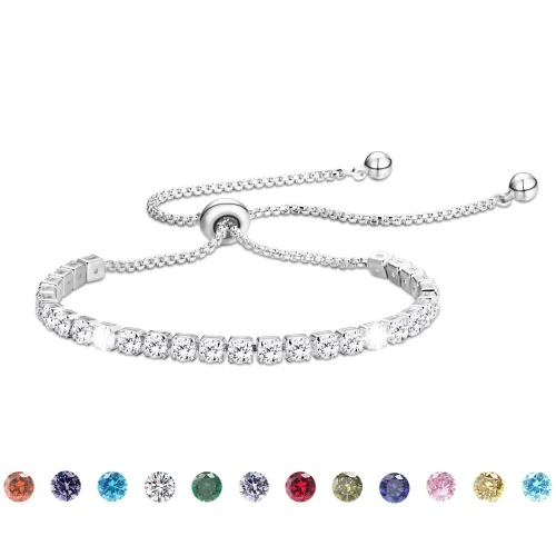 APSVO S925 Sterling Silver Plated Tennis Bracelets for Women Girls CZ April Birthstone Bracelets with Crystal Birthday Graduation Jewelry Gifts Teen Her Mom Wife Lady Adults Kids Ideas