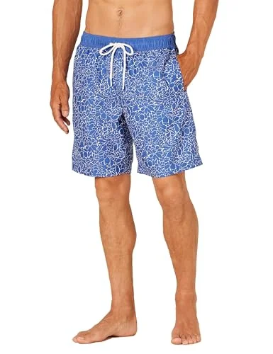Amazon Essentials Men's 9" Breathable Swim Trunks with Mesh Lining, Elastic Waist, Pockets, Drawstring Closure, Silhouette Floral, Medium